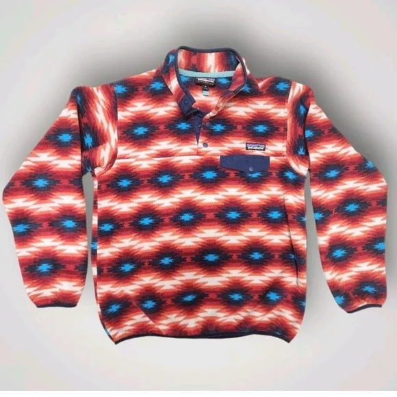 Patagonia Synchilla Pullover Womens M Snap T Multi Color Wild Desert Red - Picture 10 of 10